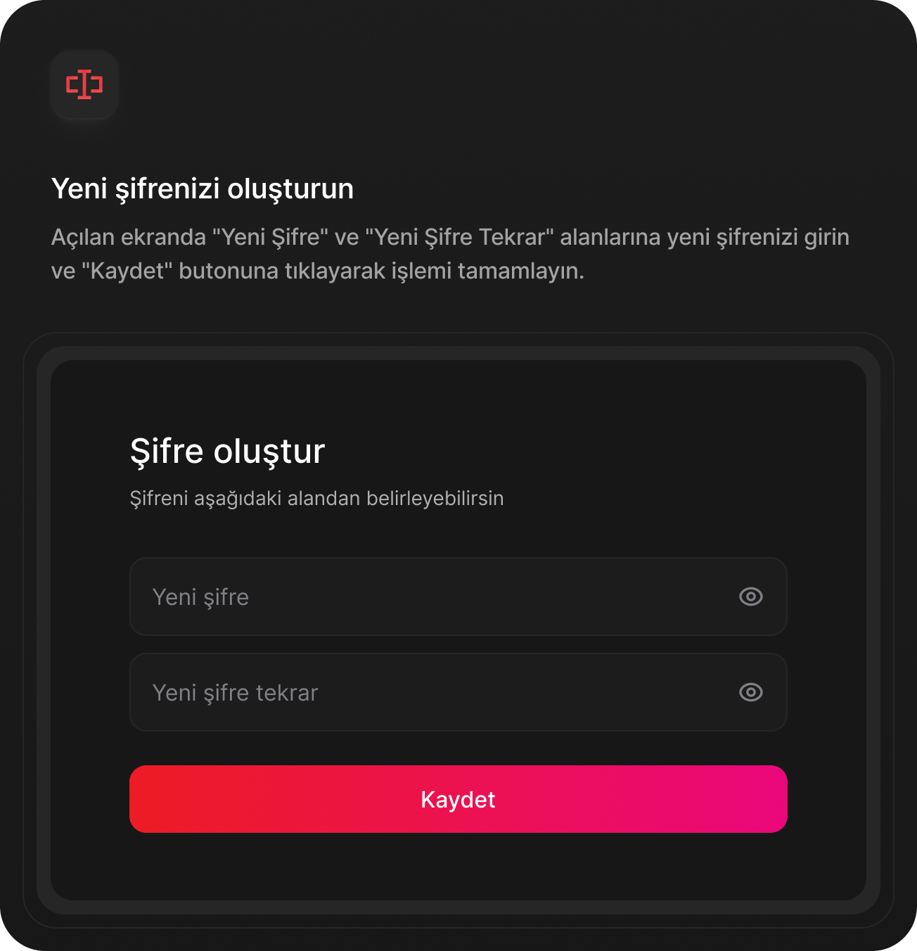Şifre sıfırlama adımı 2