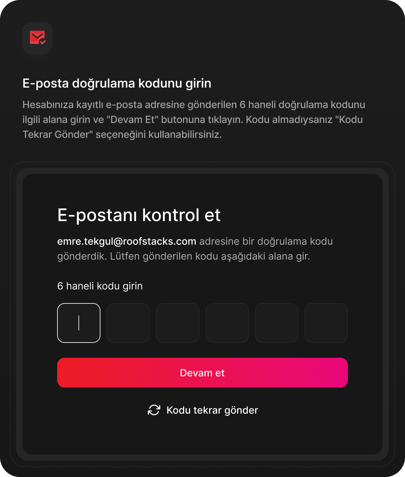 Şifre sıfırlama adımı 3