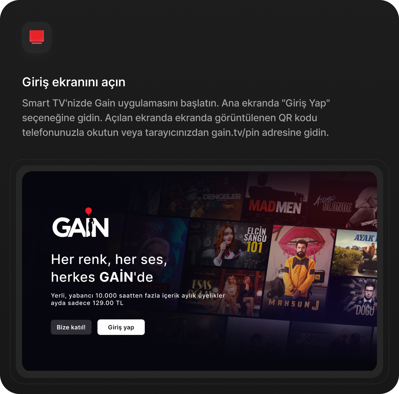 Smart TV girişi adım 1