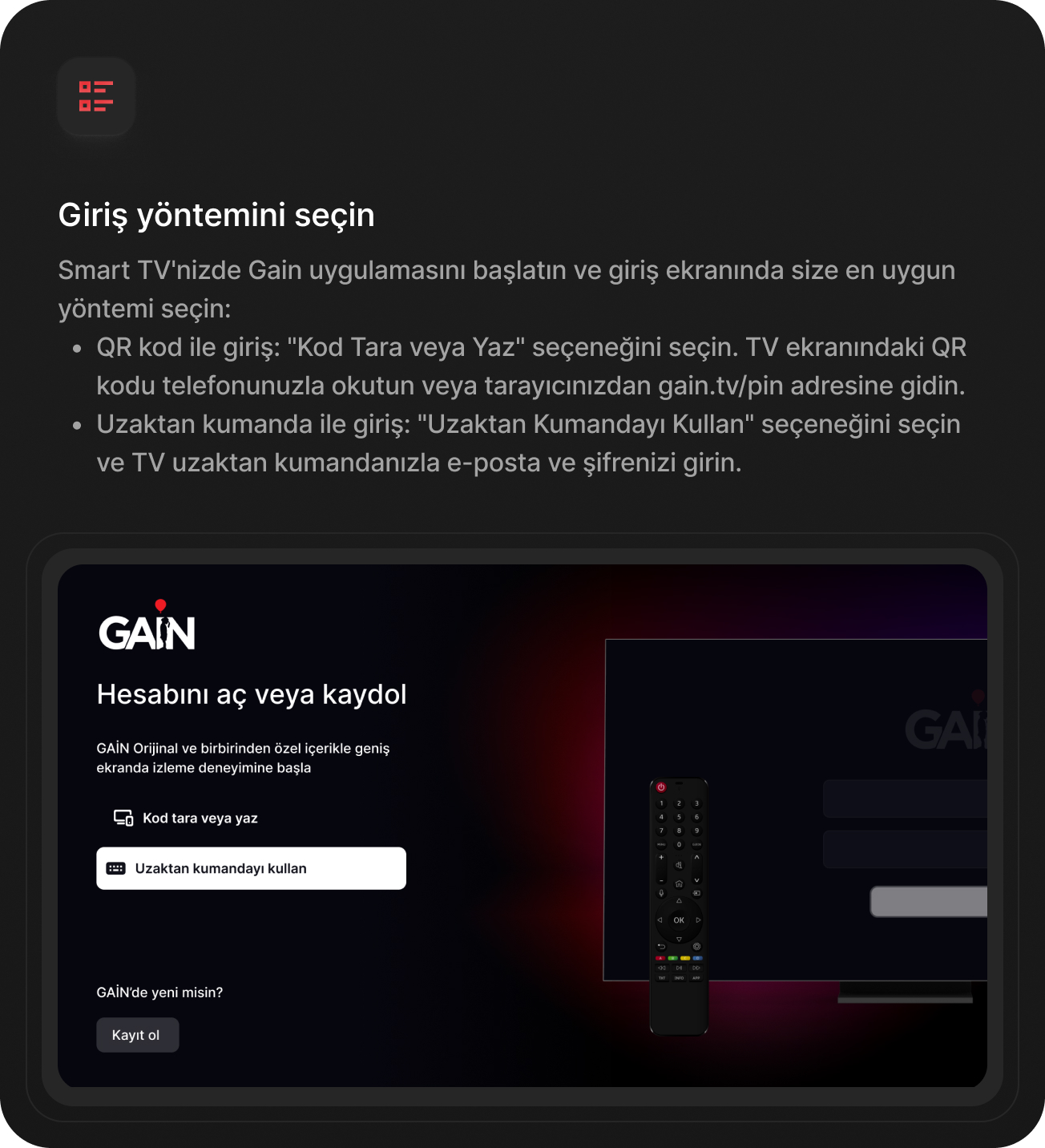 Smart TV girişi adım 2